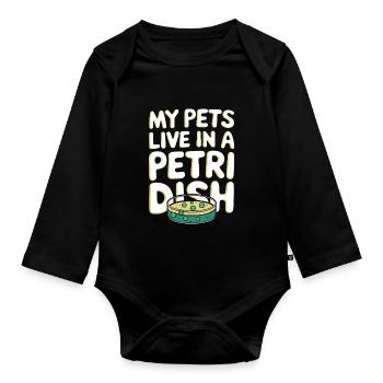 Microscope Enthusiast Lab Technician Science - Organic Longsleeve Baby Bodysuit - black - Front
