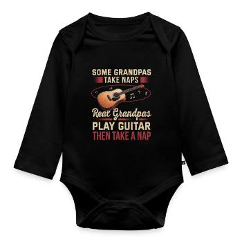 Guitariste Musicien Guitare Musique - Body Bébé bio manches longues - noir - Devant