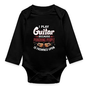 Guitariste Musicien Guitare Musique - Body Bébé bio manches longues - noir - Devant