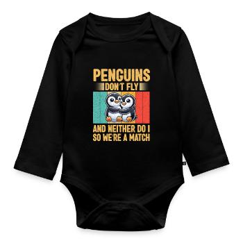 Penguine Vogelliebhaber Penguin -Enthusiast - Baby Bio-Langarm-Body - Schwarz - Vorne