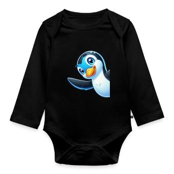 Penguine Vogelliebhaber Penguin -Enthusiast - Baby Bio-Langarm-Body - Schwarz - Vorne