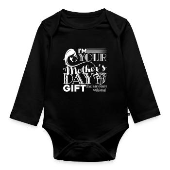 Mother's Day I am Your Mother's Day Gift - Organic Longsleeve Baby Bodysuit - black - Front