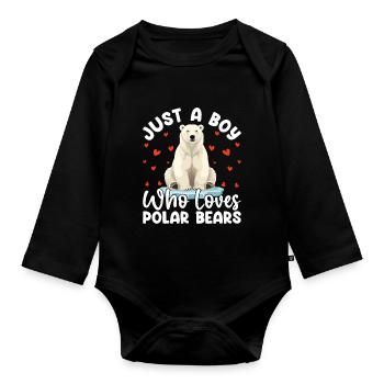 Just A Boy Who Loves Polar Bears Marine Arctic - Organic Longsleeve Baby Bodysuit - black - Front