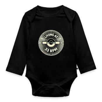 Leben mit 33 RPM - Baby Bio-Langarm-Body - Schwarz - Vorne
