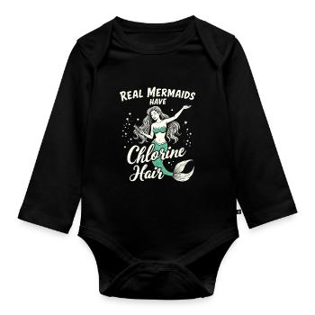 Mermaid Underwater Performer Mermaid - Organic Longsleeve Baby Bodysuit - black - Front