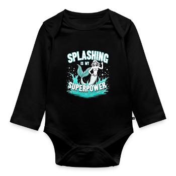 Mermaid Underwater Performer Mermaid - Organic Longsleeve Baby Bodysuit - black - Front