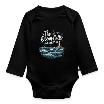 Mermaid Underwater Performer Mermaid - Organic Longsleeve Baby Bodysuit - black - Front