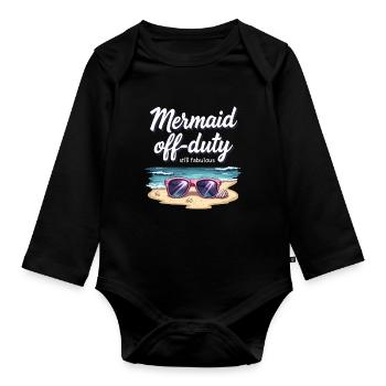 Mermaid Underwater Performer Mermaid - Organic Longsleeve Baby Bodysuit - black - Front
