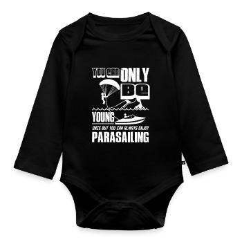 You Can Always Enjoy Parasailing - Organic Longsleeve Baby Bodysuit - black - Front