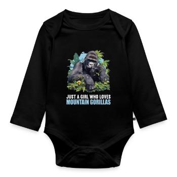 Mountain gorillas Mountain gorilla - Organic Longsleeve Baby Bodysuit - black - Front