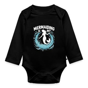 Mermaid Underwater Performer Mermaid - Organic Longsleeve Baby Bodysuit - black - Front