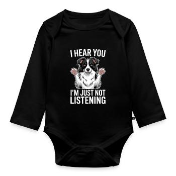 Border Collie disant drôle Border Collie cadeau - Body Bébé bio manches longues - noir - Devant