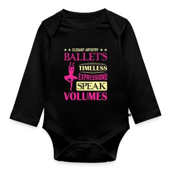 Ballerina Ballett mädchen - Baby Bio-Langarm-Body - Schwarz - Vorne