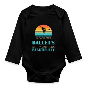 Ballerina Ballett mädchen - Baby Bio-Langarm-Body - Schwarz - Vorne