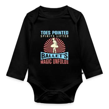 Ballerina Ballett mädchen - Baby Bio-Langarm-Body - Schwarz - Vorne