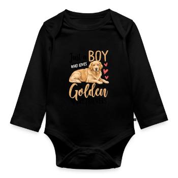 Just A Boy Who Loves Golden Retrievers - Baby Bio-Langarm-Body - Schwarz - Vorne