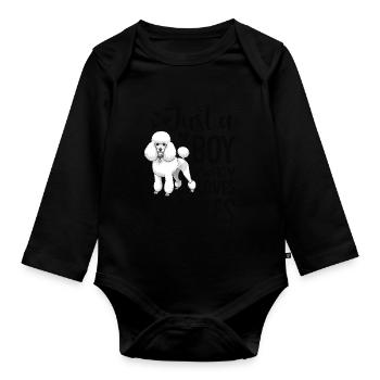 Just A Boy Who Loves Poodles - Baby Bio-Langarm-Body - Schwarz - Vorne