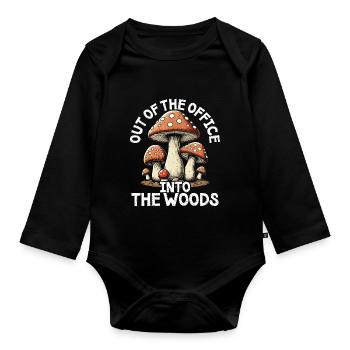 Mushroom Pickers Mushroom Pickers Mushroom Pickers Mushroom Pickers - Organic Longsleeve Baby Bodysuit - black - Front