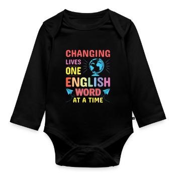 ESL-Lehrer ESL Unterricht - Baby Bio-Langarm-Body - Schwarz - Vorne