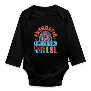 ESL-Lehrer ESL Unterricht - Baby Bio-Langarm-Body - Schwarz - Vorne