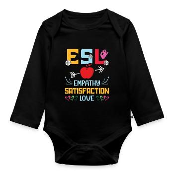 ESL-Lehrer ESL Unterricht - Baby Bio-Langarm-Body - Schwarz - Vorne