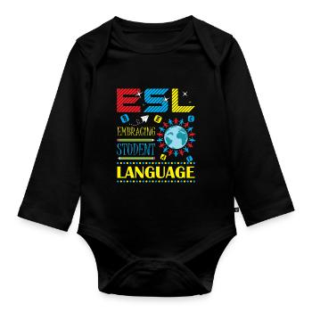 ESL-Lehrer ESL Unterricht - Baby Bio-Langarm-Body - Schwarz - Vorne