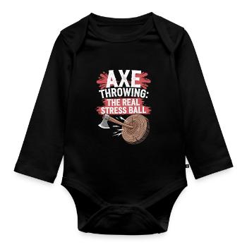 Axe Throwing Target Practice Lumberjack Sport - Baby Bio-Langarm-Body - Schwarz - Vorne