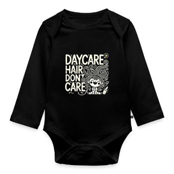 Daycare Hair Don't Care - Baby Bio-Langarm-Body - Schwarz - Vorne