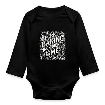 Die geheime Zutat zum Backen bin ich - Baby Bio-Langarm-Body - Schwarz - Vorne