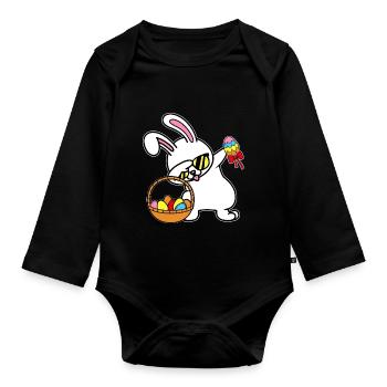 Dabbing Lapin de Pâques Lapin de Pâques - Body Bébé bio manches longues - noir - Devant
