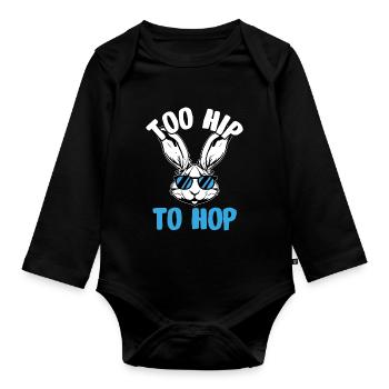 Trop branché pour sauter pour un amoureux des lapins - Body Bébé bio manches longues - noir - Devant