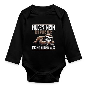 Sloth Lazy Sloth Lover Sloths - Organic Longsleeve Baby Bodysuit - black - Front