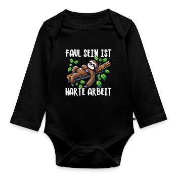 Sloth Lazy Sloth Lover Sloths - Organic Longsleeve Baby Bodysuit - black - Front