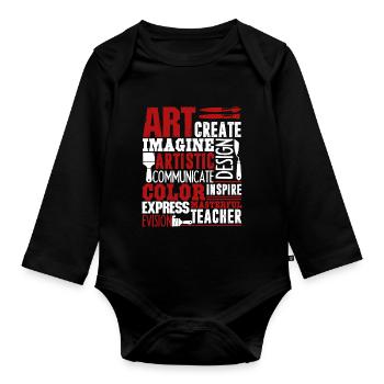 Art Teacher Art Teacher Job - Organic Longsleeve Baby Bodysuit - black - Front