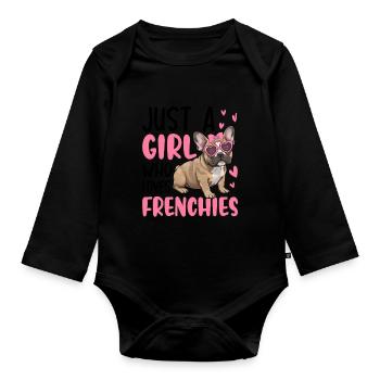 Juste une fille qui aime les Frenchies - Body Bébé bio manches longues - noir - Devant