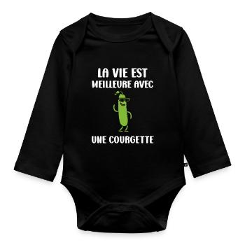 Zucchini Humor - Organic Longsleeve Baby Bodysuit - black - Front