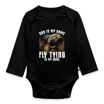 Fly Tying Fly Tying Fly Fishing Fly Fishing - Organic Longsleeve Baby Bodysuit - black - Front