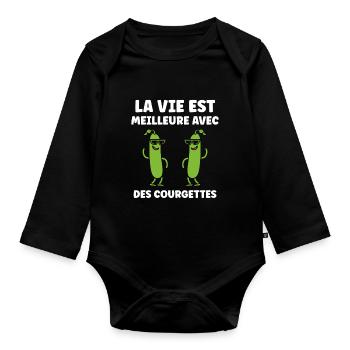 Zucchini Humor - Organic Longsleeve Baby Bodysuit - black - Front