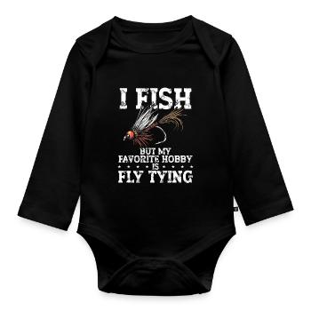 Fly Tying Fly Tying Fly Fishing Fly Fishing - Organic Longsleeve Baby Bodysuit - black - Front