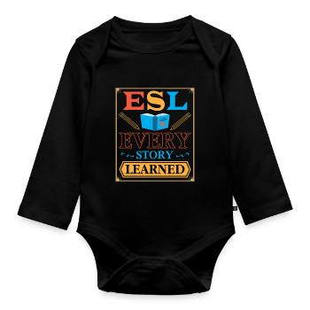 ESL-Lehrer ESL Unterricht - Baby Bio-Langarm-Body - Schwarz - Vorne