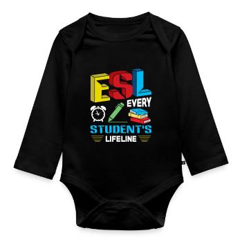ESL-Lehrer ESL Unterricht - Baby Bio-Langarm-Body - Schwarz - Vorne