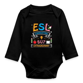 ESL-Lehrer ESL Unterricht - Baby Bio-Langarm-Body - Schwarz - Vorne