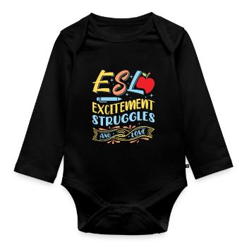 ESL-Lehrer ESL Unterricht - Baby Bio-Langarm-Body - Schwarz - Vorne
