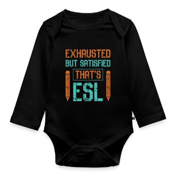 ESL-Lehrer ESL Unterricht - Baby Bio-Langarm-Body - Schwarz - Vorne