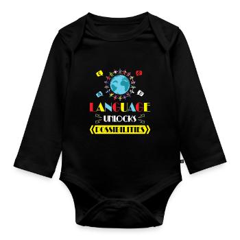 ESL-Lehrer ESL Unterricht - Baby Bio-Langarm-Body - Schwarz - Vorne