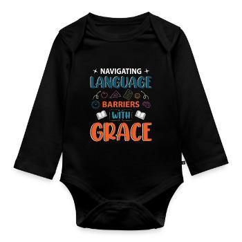 ESL-Lehrer ESL Unterricht - Baby Bio-Langarm-Body - Schwarz - Vorne