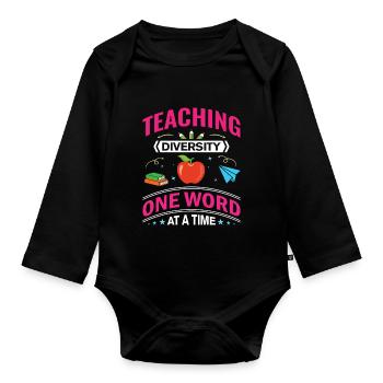ESL-Lehrer ESL Unterricht - Baby Bio-Langarm-Body - Schwarz - Vorne
