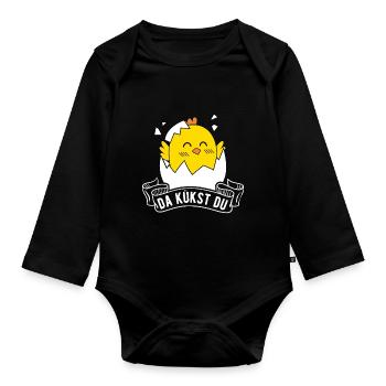 Là vous poussin Oeufs de Pâques Enfants Poulet - Body Bébé bio manches longues - noir - Devant