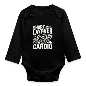 Kurzer Zwischenstopp ist meine Kardio - Baby Bio-Langarm-Body - Schwarz - Vorne
