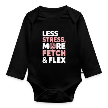 Doga Dog Yoga Haustier Wellness Achtsames Dehnen - Baby Bio-Langarm-Body - Schwarz - Vorne